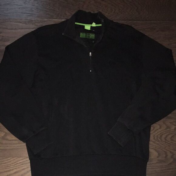 Black Hugo Boss 1/4 zipper T neck pullover green label ski snowboard sweater XL - Picture 1 of 5